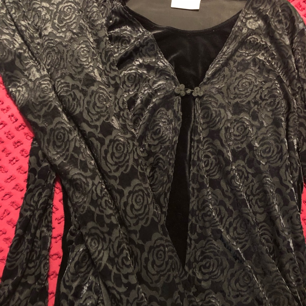 Black velvet, matching skirt and top￼